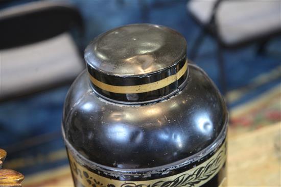 A set of six 19th century Toleware tea canisters,